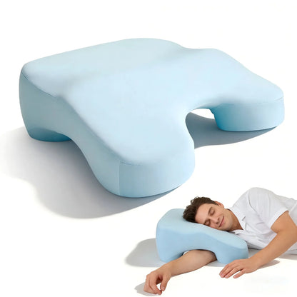 Sky blue Nester Dream Pillow with a side sleeper